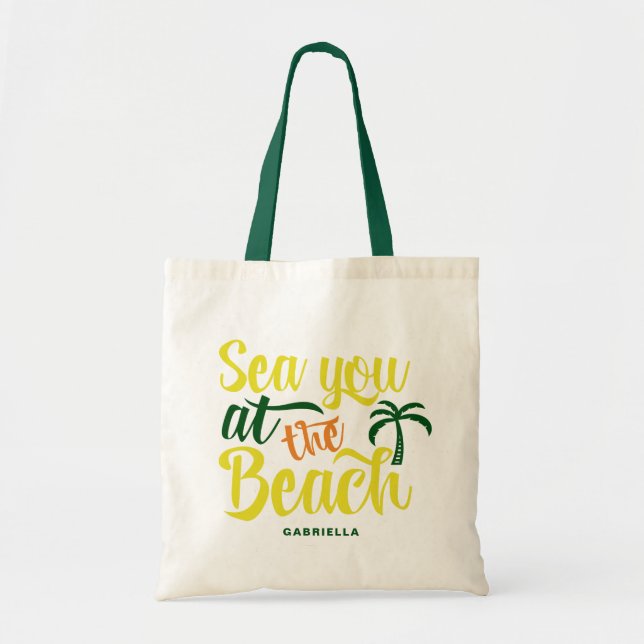Bolsa Tote Mar você nas citações do verão da praia (Frente)