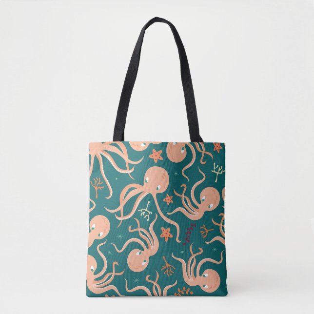 Bolsa Tote Maravilhas Submarinas: Dança Octopus Starfish (Frente)