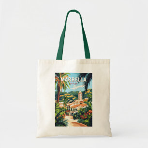 Bolsa Tote Marbella Espanha Illustration Viagem Art Vintage