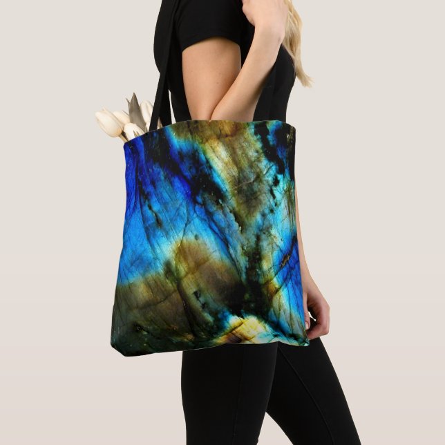 Bolsa Tote marble gemstone teterus turquoise indigo blue agat (Close Up)