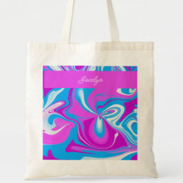 Bolsa Tote Marble Swirl - Monograma Azul Rosa