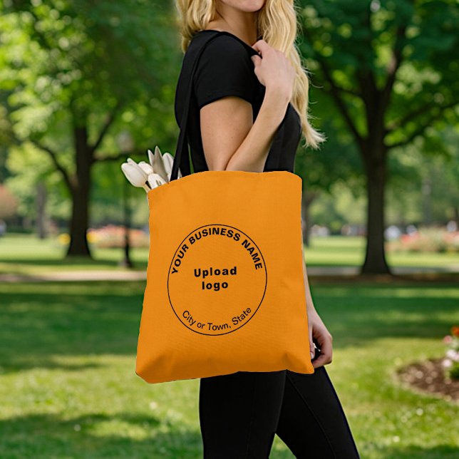 Bolsa Tote Marca Comercial Redonda | Saco de Compras Laranja (Criador carregado)