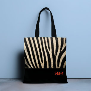 Bolsa Tote Marca de Toque de Coleção de Pele Zebra
