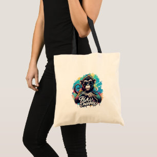 Bolsa Tote Marca de Toque de Macaco Incorreto com Aquarela