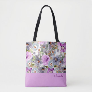 Bolsa Tote Marca de Tota de Padrão Floral de Aquarela