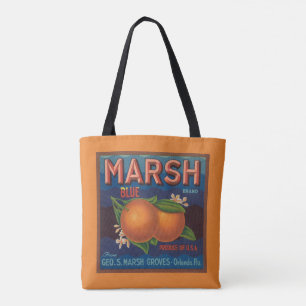 Bolsa Tote Marca Marsh   Rótulo de Citrus Vintage