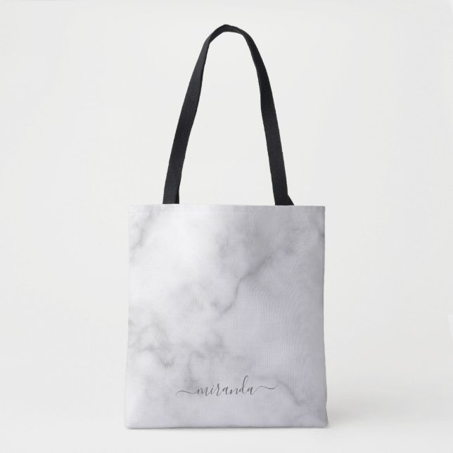 Bolsa Tote Marcar Branco de Nome Personalizado de Script Mode (Frente)