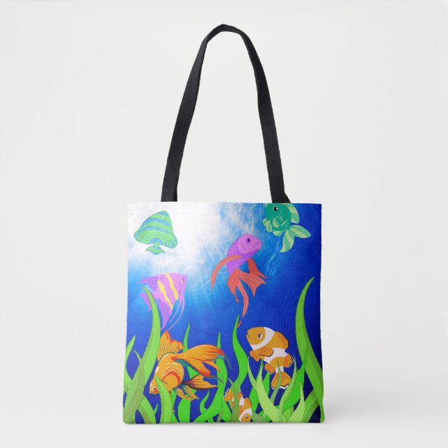 Bolsa Tote Marcha Marinha Tropical de Peixes (Frente)