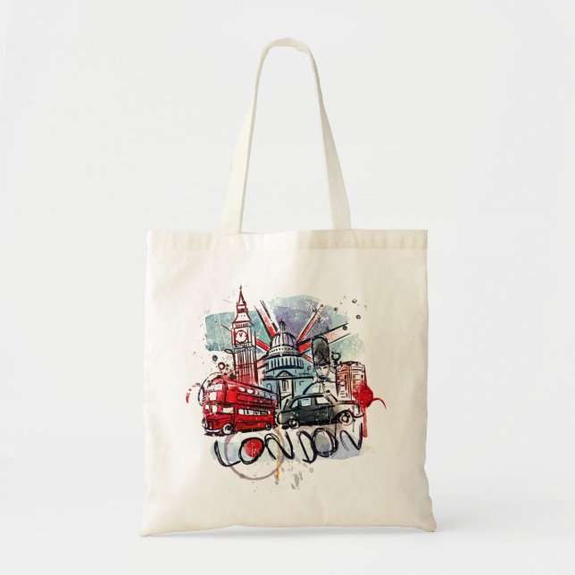Bolsa Tote marco do Big ben bus london (Frente)