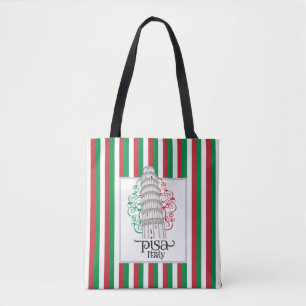 Bolsa Tote Marco Histórico Torre Pisa com Desenho Floral