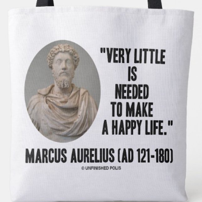 Bolsa Tote Marcus Aurelius Muito Pouco Precisa Fazer Uma Vida (Inspirational tote bag featuring words of wisdom by Marcus Aurelius)