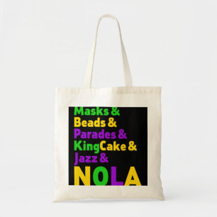 Bolsa Tote Mardi Gras Carnaval Máscaras Miçanga Jazz Parade K