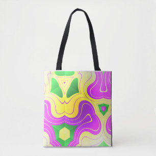 Bolsa Tote Mardi Gras Colors Abstrato Swirly