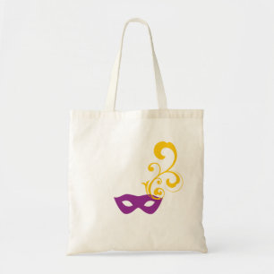 Bolsa Tote Mardi Gras Purple e Dourada Máscara