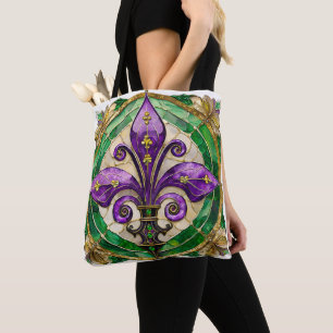 Bolsa Tote Mardi Gras StainGlass Fleur de lis