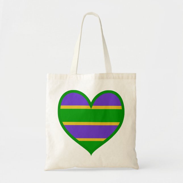 Bolsa Tote Mardi Gras Striped Heart (Frente)