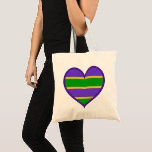 Bolsa Tote Mardi Gras Striped Purple Heart