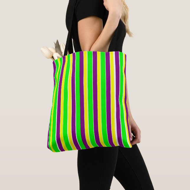 Bolsa Tote Mardi Gras Stripes (Close Up)