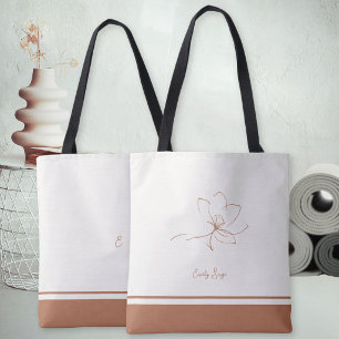 Bolsa Tote Marfim Terracota Arte Floral Minimalista Zen
