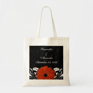 Bolsa Tote Margarida alaranjada do Gerbera com rolo preto e