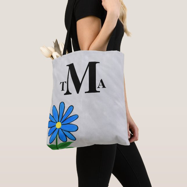 Bolsa Tote Margarida Azul Monograma (Close Up)