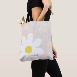 Bolsa Tote Margarida Branca com pontos pastel