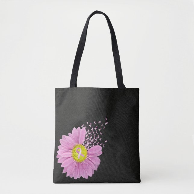 Bolsa Tote Margarida de Sensibilização do Cancer da Fita Rosa (Frente)