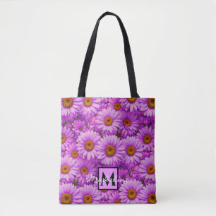 Bolsa Tote Margarida floral magenta-rosa-escura elegante