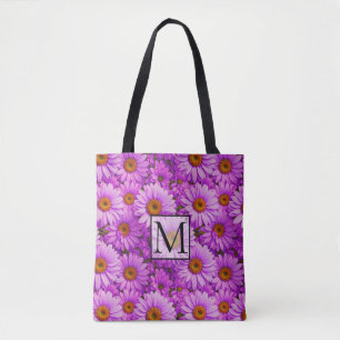 Bolsa Tote Margarida floral magenta-rosa-escura elegante