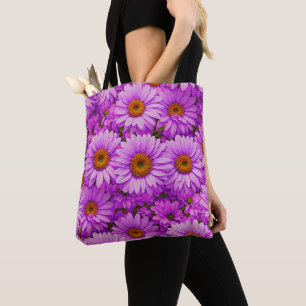 Bolsa Tote Margarida floral magenta-rosa-escura elegante