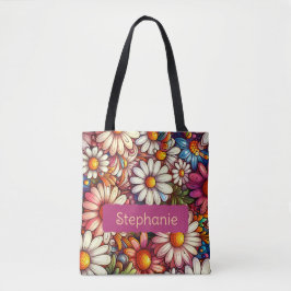 Bolsa Tote Margarida Personalizada da Flor de Nascimento em A