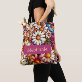 Bolsa Tote Margarida Personalizada da Flor de Nascimento em A