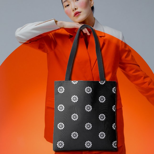 Bolsa Tote Margarida Preta&branca - Padrão de Deco de Arte (Criador carregado)