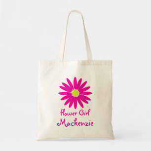 Bolsa Tote Margarida Rosa Escura com Texto Personalizável