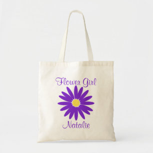 Bolsa Tote Margarida Roxa com Texto Personalizável