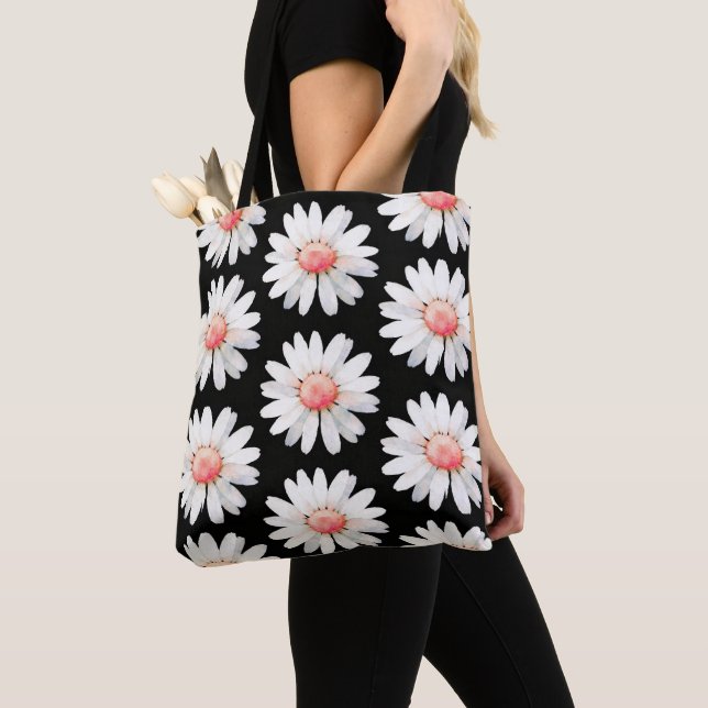 Bolsa Tote Margaridas de Pontos Vermelhos (Close Up)