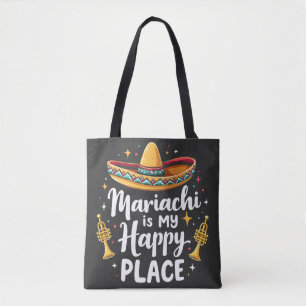 Bolsa Tote Mariachi é o meu Lugar Feliz México Música Saxofon
