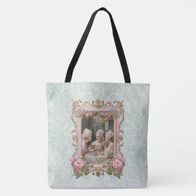 Bolsa Tote Marie Antoinette,French,Paris,roses,cakes (Frente)