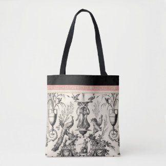 Bolsa Tote Marie Antoinette Toile de Jouy-black red