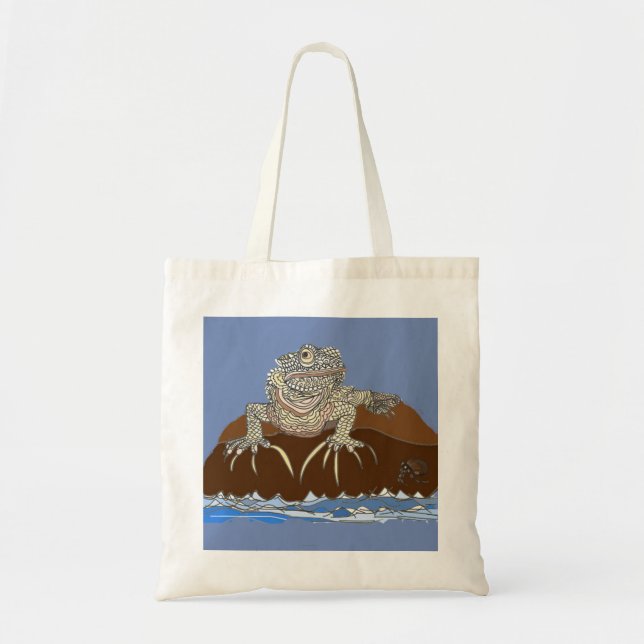 Bolsa Tote Marine Iguana no Rock com Caranguejo Emermita (Frente)