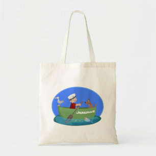 Bolsa Tote Marinheiro e cartoon de barco a remos de cãozinho