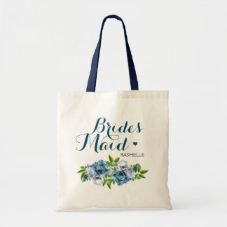 Bolsa Tote Marinho Azul, Brancas Florais Maid