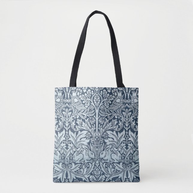 Bolsa Tote Marinho Azul Coelho Branco William Morris (Frente)