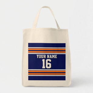 Bolsa Tote Marinho Azul com Equipe de White Stripes Laranja J