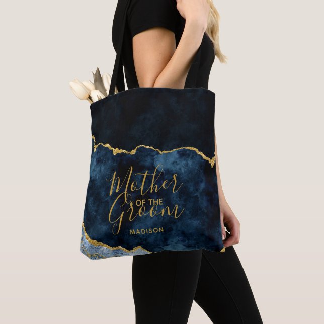 Bolsa Tote Marinho Azul e Floresta Dourada, Mãe da Noite (Close Up)