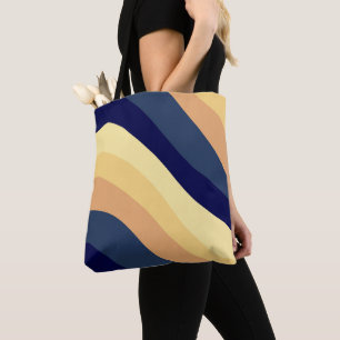 Bolsa Tote Marinho Azul Laranja Amarelo Vermelho Onda de Ver