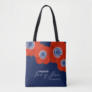 Bolsa Tote Marinho Azul & Vermelho Toalha Madrinha de casamen