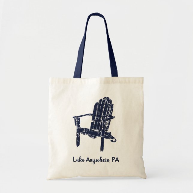 Bolsa Tote Marinho Blue Adirondack Cadeira Personalizada (Frente)