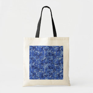 Bolsa Tote Marinho Blue Digital Pixels Texture Decor