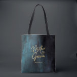 Bolsa Tote Marinho Blue Watercolor e Dourada Mãe do Salão<br><div class="desc">Marinho Azul & Teal Watercolor & Dourado Glam Perfect para outono ou Casamento no inverno Monograma Mãe dos sacos de tote do Groom com letra mestra com letra mestra lendária! Verifique meu compro para ver toda a coleção de casamento com este design!</div>